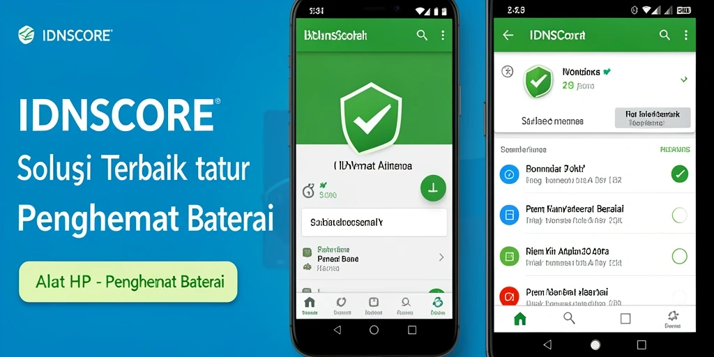 Tampilan antarmuka penghemat baterai IDNSCORE yang menarik dan fungsional.