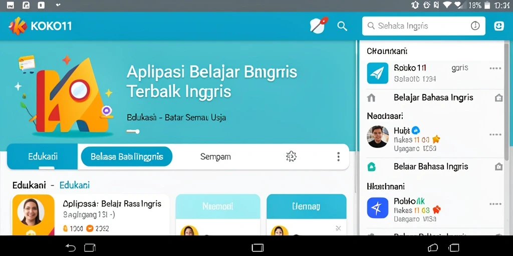 Antarmuka KOKO11 yang intuitif untuk belajar Bahasa Inggris.
