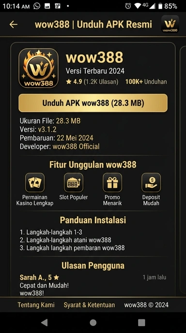 Tampilan halaman APK wow388