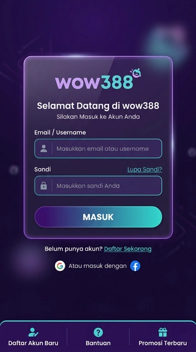 Tampilan halaman login wow388